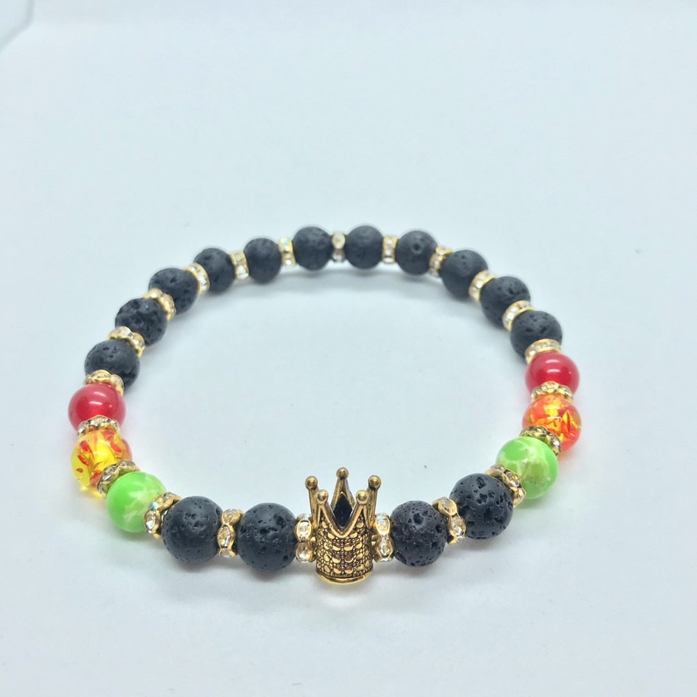 King bracelet (Black Lava & Chakra beads)